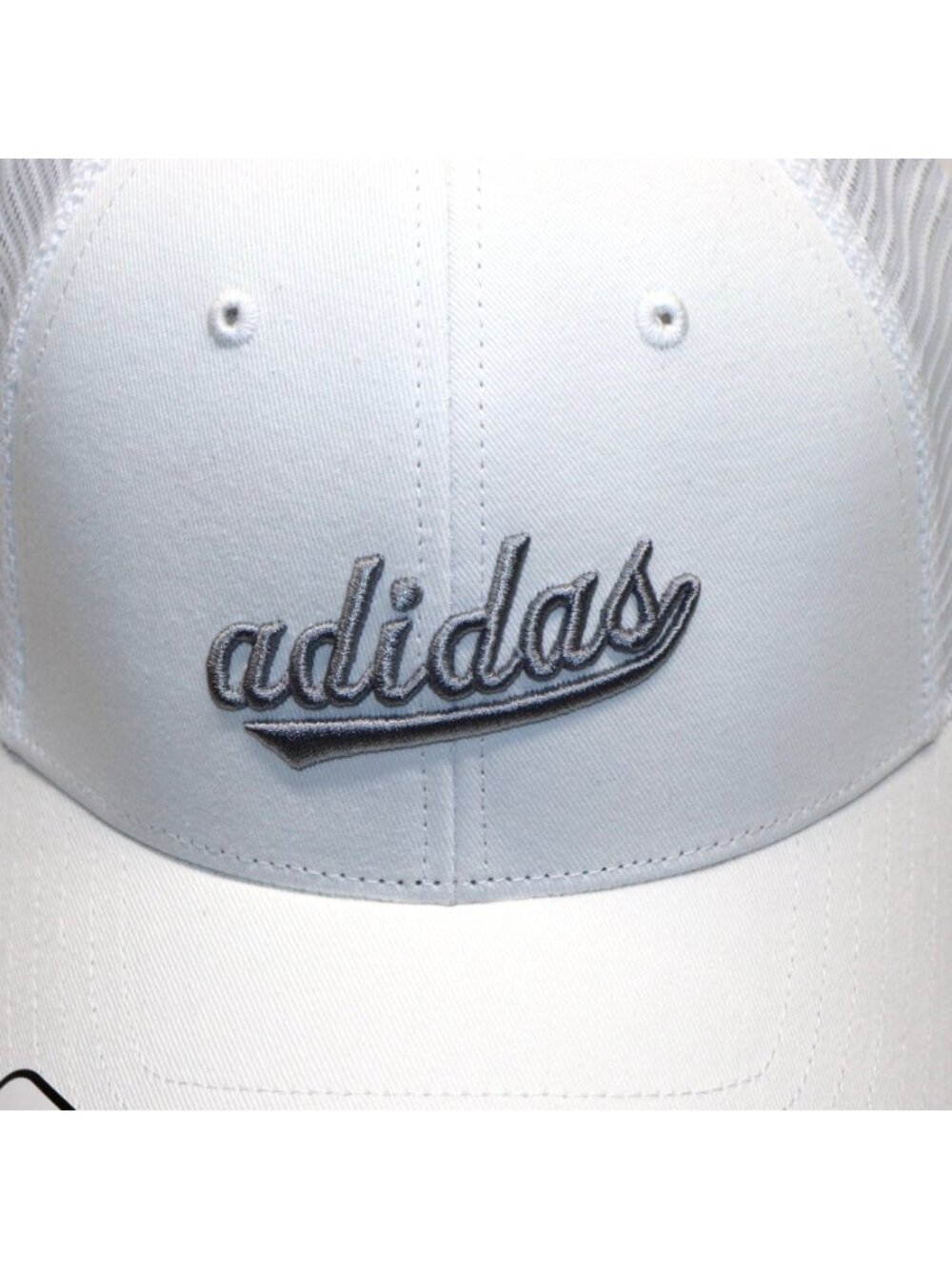 Adidas Baseball Cap Womens White Mesh Trucker Style Embroidered Logo Snapback - Picture 2 of 11